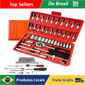 KIT Chaves Jogo Catraca 46 Peças c/Maleta